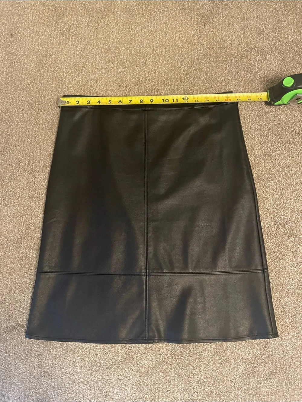 Melissa Paige Black Faux Leather A-Line  Midi Skirt Size 6